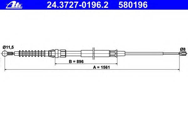 Трос, стояночная тормозная система ATE 24.3727-0196.2
