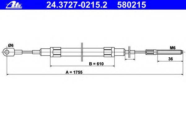 Трос, стояночная тормозная система ATE 24.3727-0215.2
