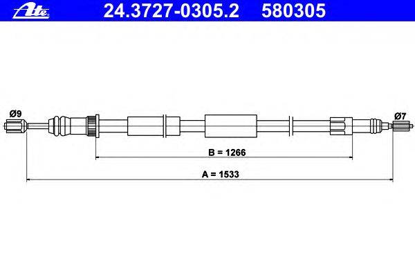Трос, стояночная тормозная система ATE 24.3727-0305.2