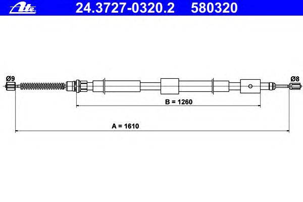 Трос, стояночная тормозная система ATE 24.3727-0320.2