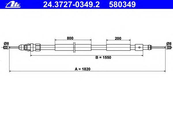 Трос, стояночная тормозная система ATE 24.3727-0349.2