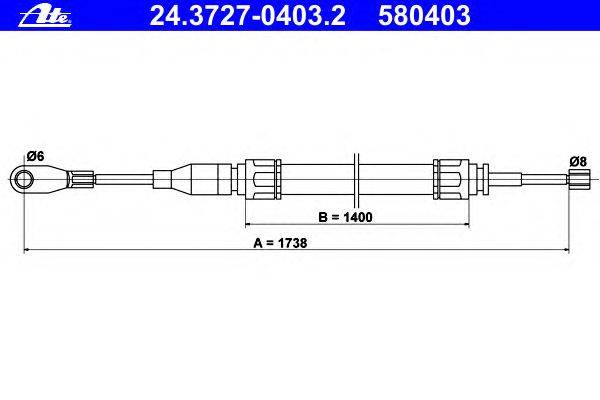 Трос, стояночная тормозная система ATE 24.3727-0403.2