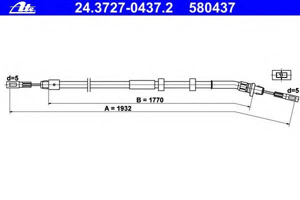 Трос, стояночная тормозная система ATE 24.3727-0437.2