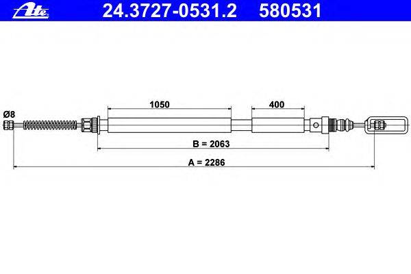Трос, стояночная тормозная система ATE 24.3727-0531.2