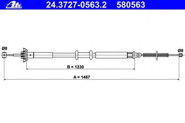 Трос, стояночная тормозная система ATE 24.3727-0563.2