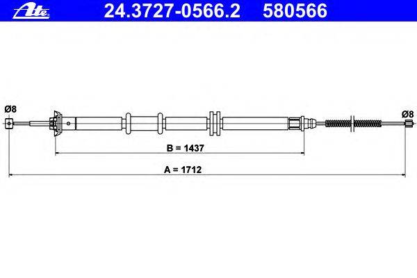 Трос, стояночная тормозная система ATE 24.3727-0566.2