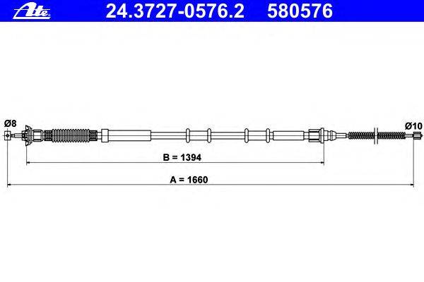 Трос, стояночная тормозная система ATE 24.3727-0576.2