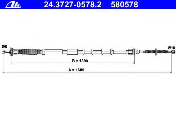 Трос, стояночная тормозная система ATE 24.3727-0578.2