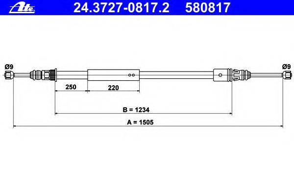 Трос, стояночная тормозная система ATE 24.3727-0817.2