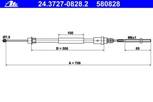 Трос, стояночная тормозная система ATE 24.3727-0828.2