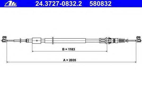 Трос, стояночная тормозная система ATE 24.3727-0832.2
