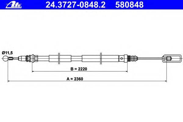 Трос, стояночная тормозная система ATE 24.3727-0848.2