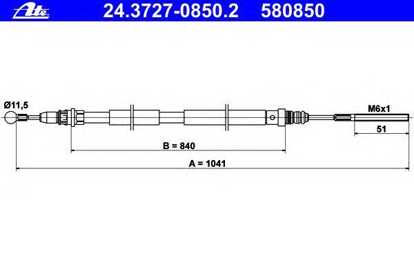 Трос, стояночная тормозная система ATE 24.3727-0850.2