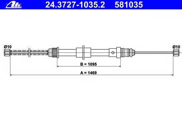 Трос, стояночная тормозная система ATE 24.3727-1035.2