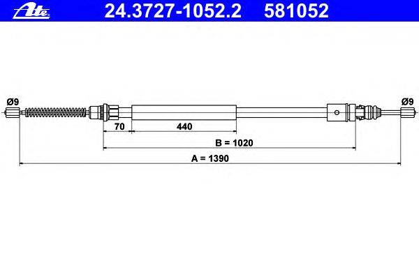 Трос, стояночная тормозная система ATE 24372710522