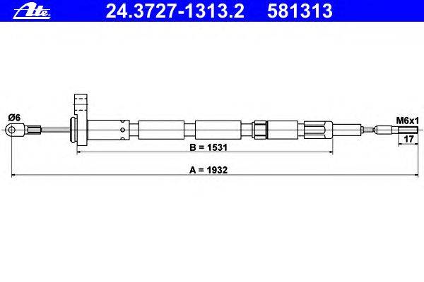 Трос, стояночная тормозная система ATE 24.3727-1313.2