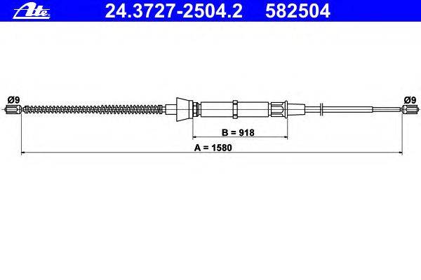 Трос, стояночная тормозная система ATE 24.3727-2504.2