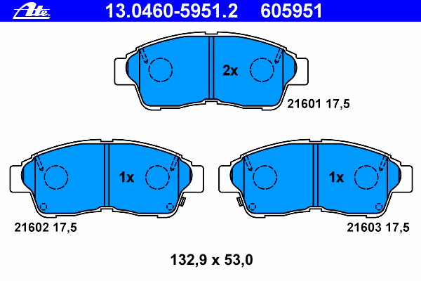 Комплект тормозных колодок, дисковый тормоз ATE 13046059512
