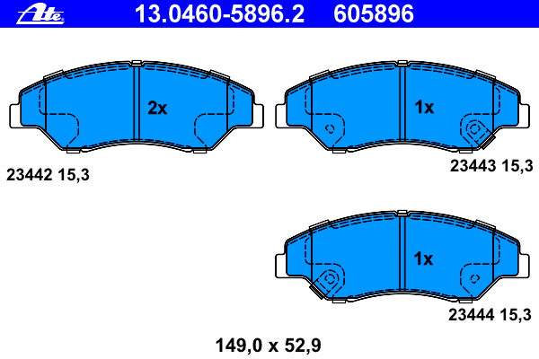 Комплект тормозных колодок, дисковый тормоз ATE 13.0460-5896.2