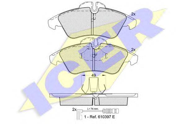 Комплект тормозных колодок, дисковый тормоз ICER 141104203