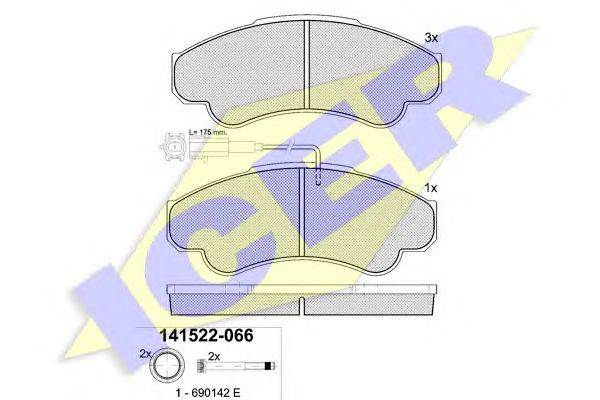 Комплект тормозных колодок, дисковый тормоз ICER 23919