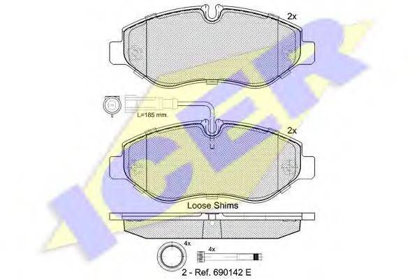 Комплект тормозных колодок, дисковый тормоз ICER 141846