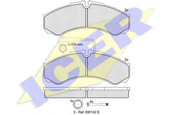 Комплект тормозных колодок, дисковый тормоз ICER 141848