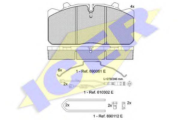 Комплект тормозных колодок, дисковый тормоз ICER 151253-120
