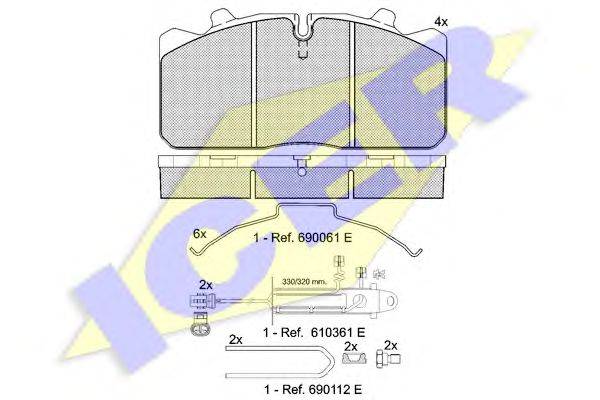 Комплект тормозных колодок, дисковый тормоз ICER 151253-124