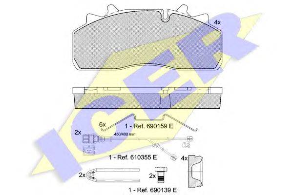 Комплект тормозных колодок, дисковый тормоз ICER 151623-122