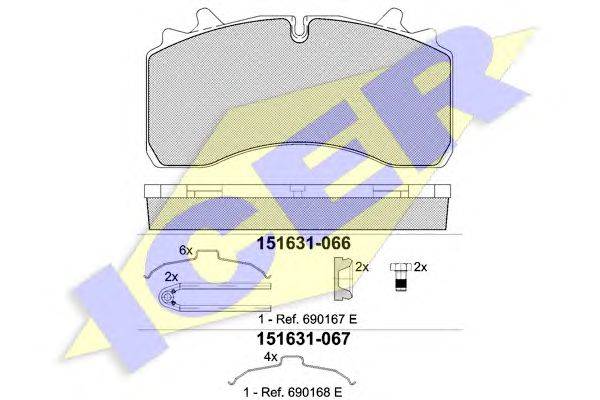 Комплект тормозных колодок, дисковый тормоз ICER 151631-066