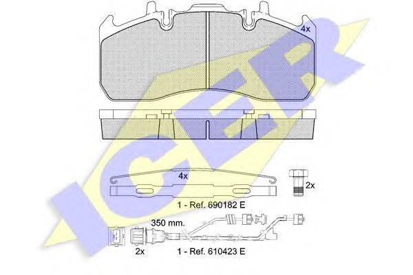 Комплект тормозных колодок, дисковый тормоз ICER 151841-122