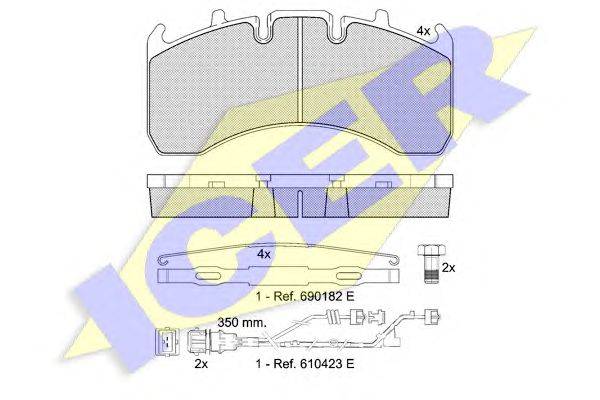 Комплект тормозных колодок, дисковый тормоз ICER 151842-122