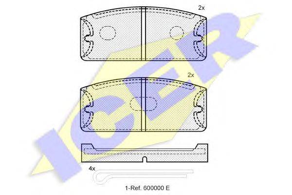Комплект тормозных колодок, дисковый тормоз ICER 180021