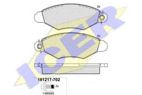 Комплект тормозных колодок, дисковый тормоз ICER 181217