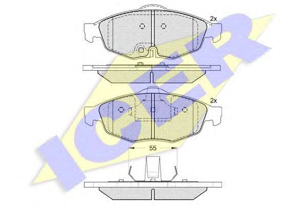Комплект тормозных колодок, дисковый тормоз ICER 23951