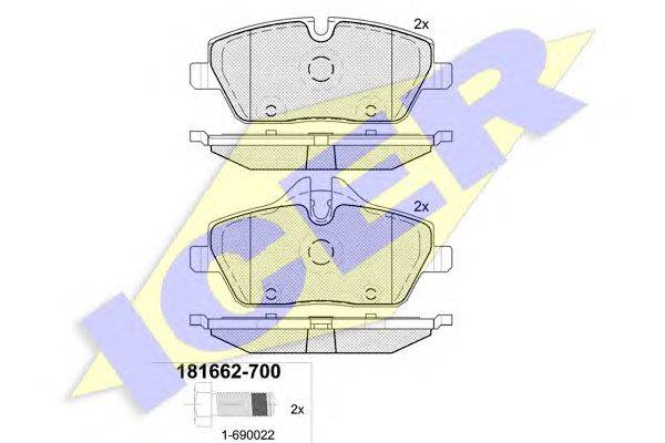 Комплект тормозных колодок, дисковый тормоз ICER 23916