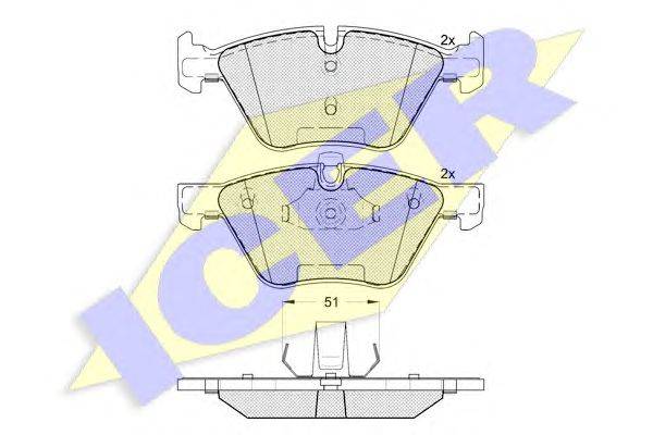 Комплект тормозных колодок, дисковый тормоз ICER 23794