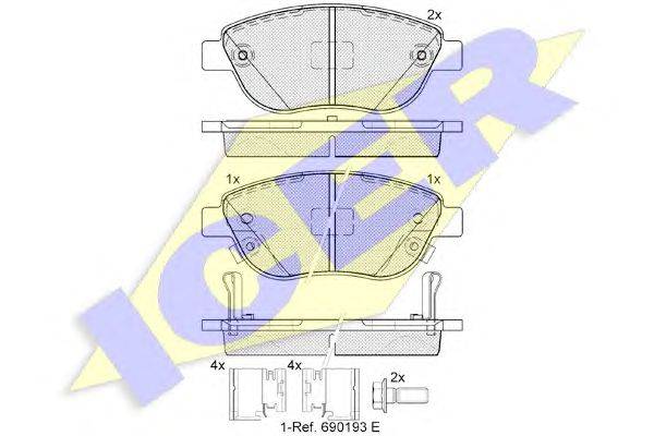 Комплект тормозных колодок, дисковый тормоз ICER 25802