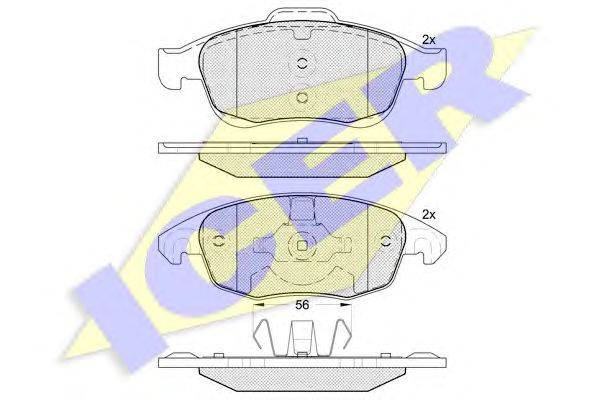 Комплект тормозных колодок, дисковый тормоз ICER 181852