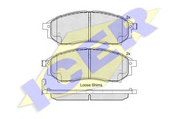 Комплект тормозных колодок, дисковый тормоз ICER 181876