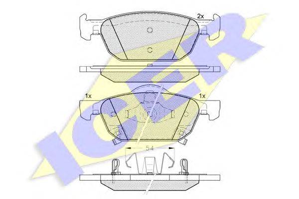 Комплект тормозных колодок, дисковый тормоз ICER 181893