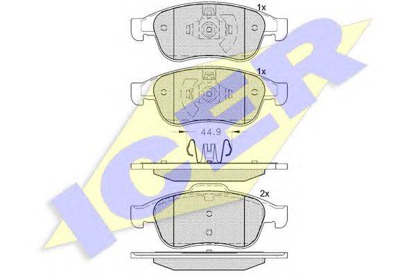 Комплект тормозных колодок, дисковый тормоз ICER 181915