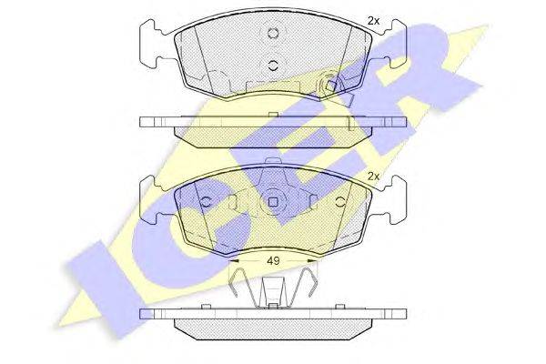 Комплект тормозных колодок, дисковый тормоз ICER 25323