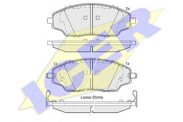 Комплект тормозных колодок, дисковый тормоз ICER 182167