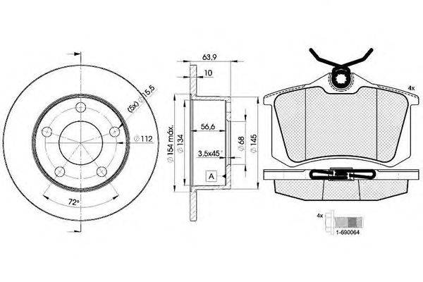 Комплект тормозов, дисковый тормозной механизм ICER 30697-4060