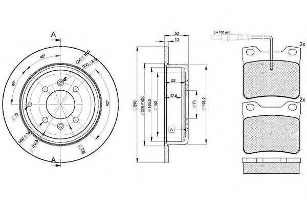 Комплект тормозов, дисковый тормозной механизм ICER 30787-4250