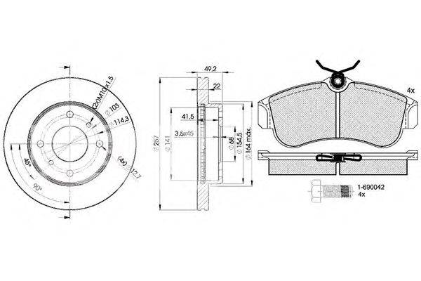 Комплект тормозов, дисковый тормозной механизм ICER 30803-7101