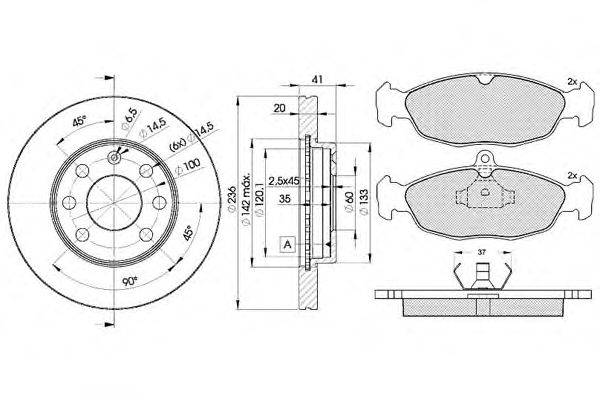 Комплект тормозов, дисковый тормозной механизм ICER 30858-1440