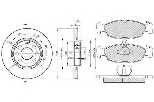 Комплект тормозов, дисковый тормозной механизм REMSA 39303